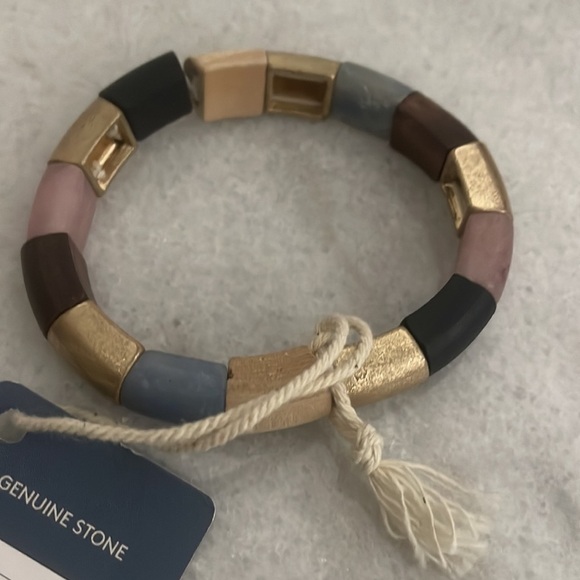 Universal Thread bracelet genuine stone stretch earth tone jewelry - Picture 3 of 4